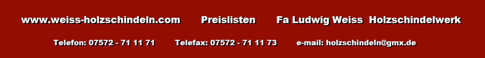 Preisliste Fichteschindeln - Rundschindeln 100x250 mm